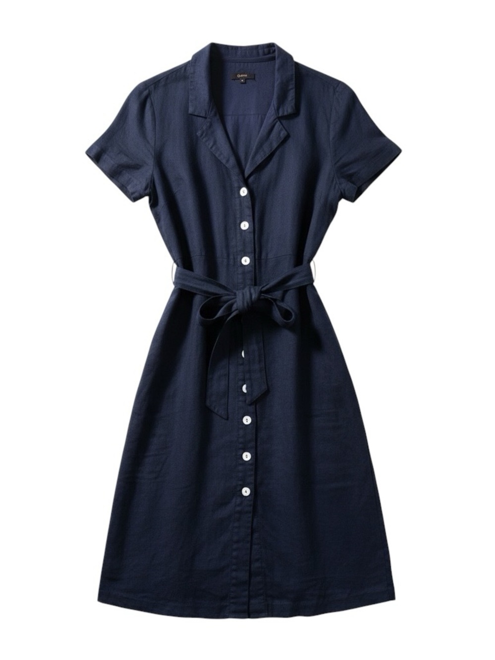 Quince 100% European Linen Button Front Dress Deep Navy Size Medium